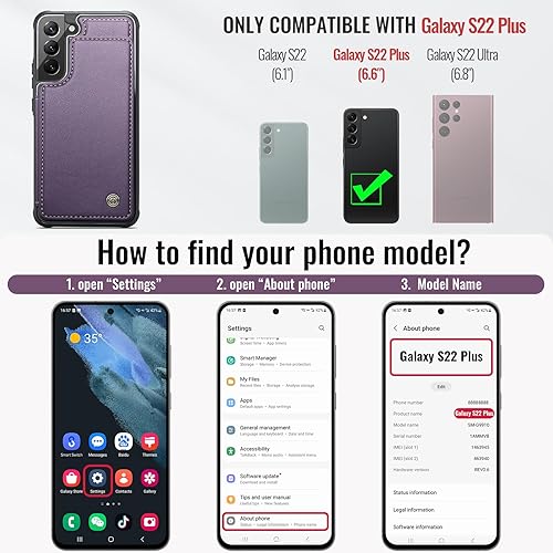 Miniatura 6 de Vinich Funda para Samsung Galaxy S22 Plus con soporte para tarjetas, para Samsung S22 Plus Funda tipo cartera para mujeres y hombres con bloqueo