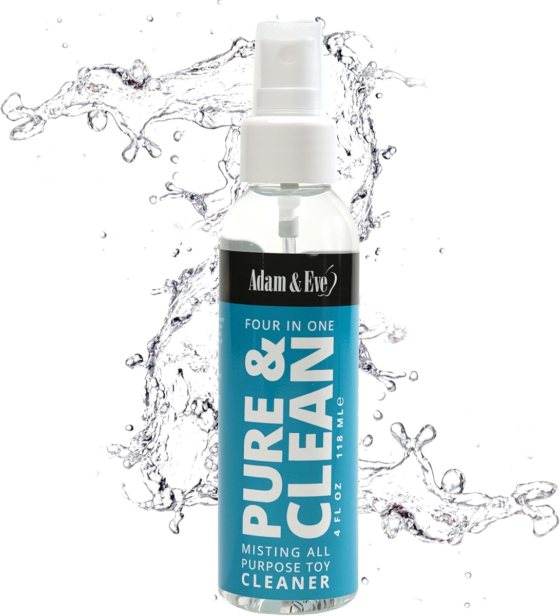 Adam & Eve Sex Toy Cleaner Spray, 4 in 1, Water Based, Fresh Scent, 4 oz | Vibrators, Dildos, Freshens After Every Use, Travel Friendly Bottle, Gentle On All Materials, Fast Facting Misting Spray