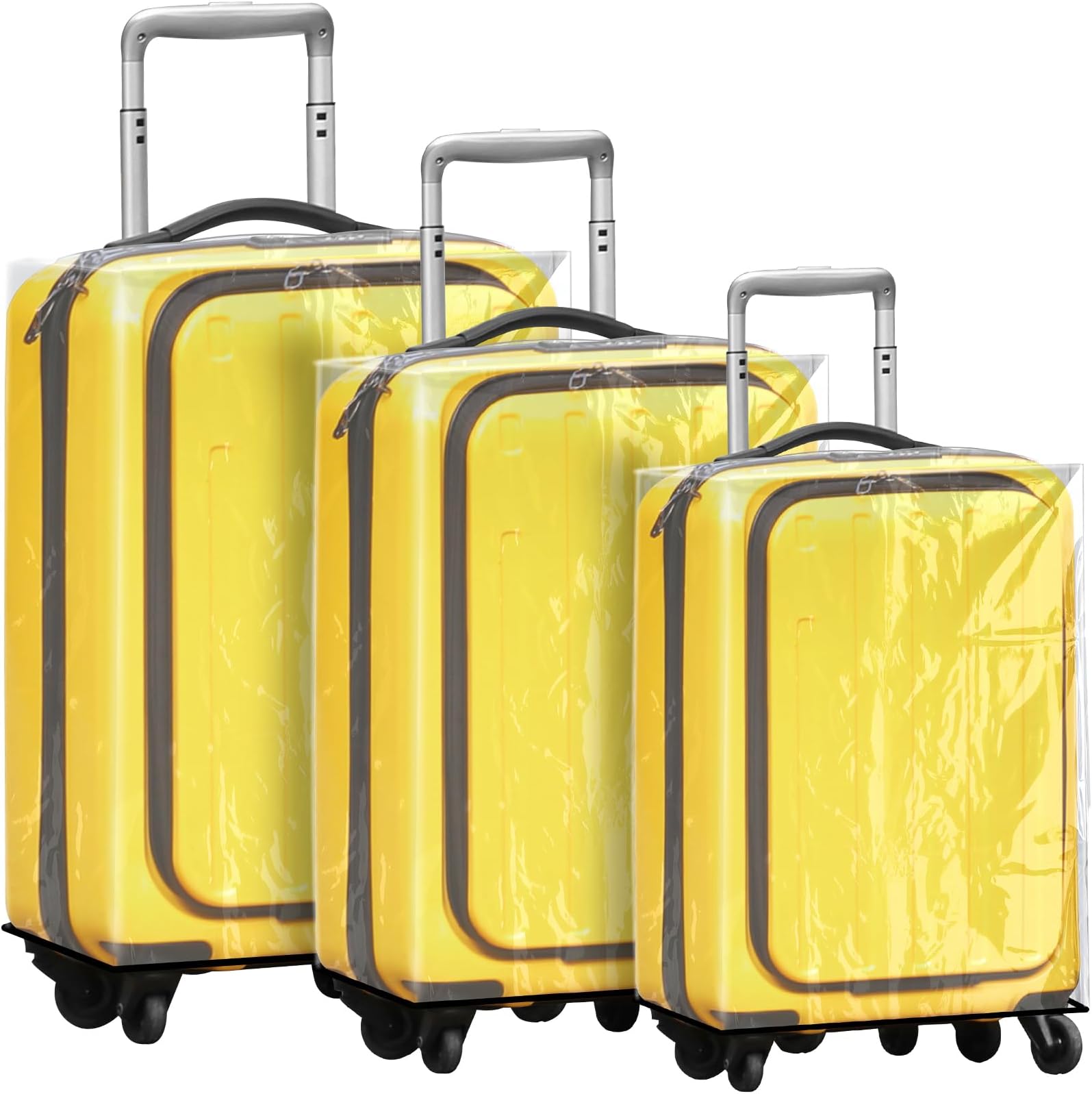 Sherr3 Pieces Clear Luggage Covers for Suitcase Waterproof Luggage Protector Baggage Protective Cover for Travel, transparent, black, Fits Most 24" to 30" Luggage, Daily Style