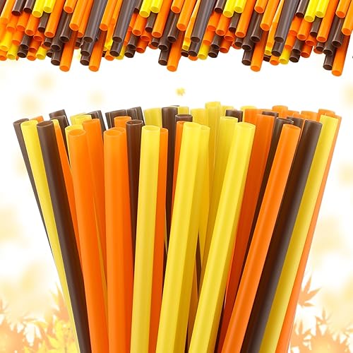 150 popotes de plástico para el Día de Acción de Gracias, color naranja, amarillo, marrón, pajitas desechables de plástico duro, popotes de plástico disponible en Yaxa Peru