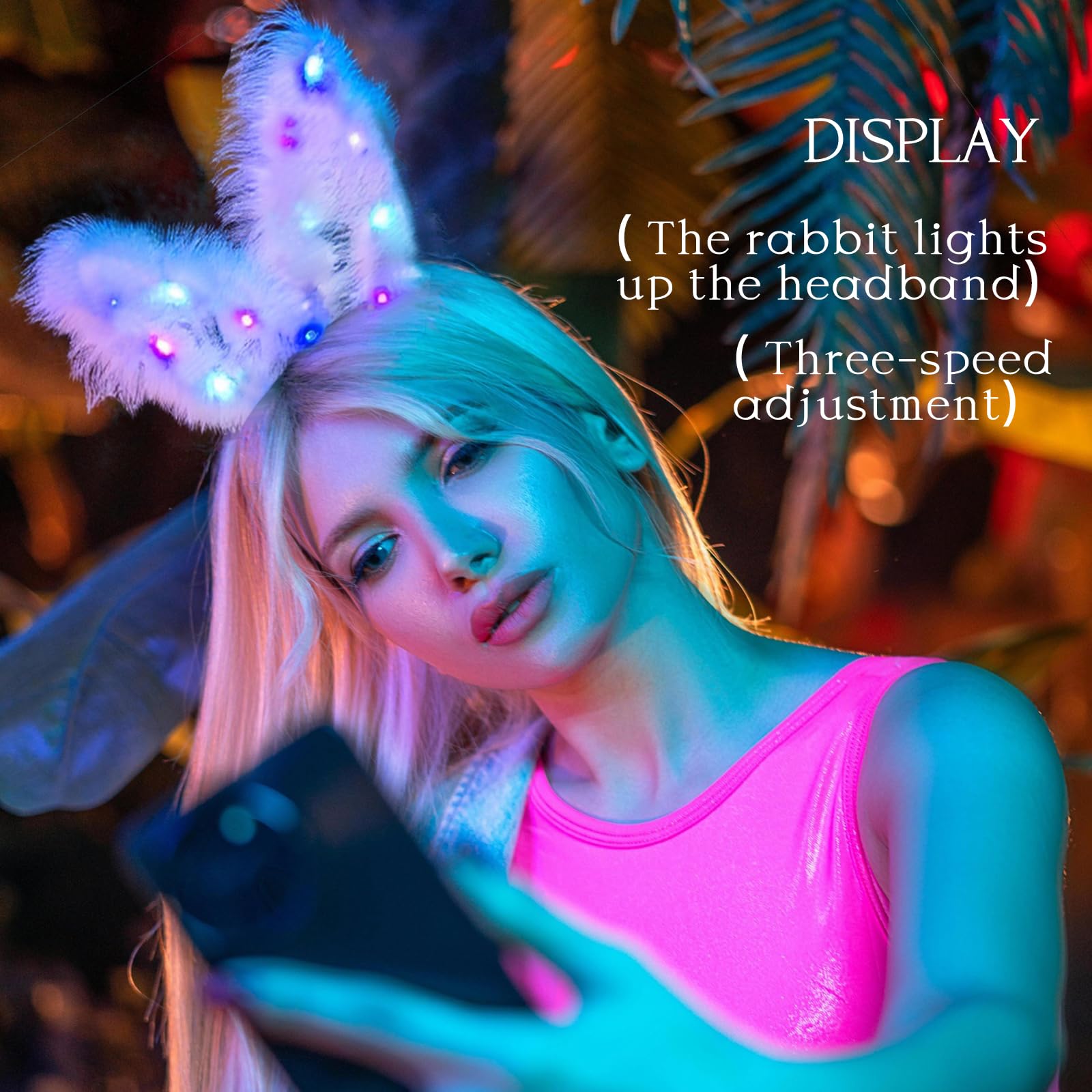 YBHOMINE Cute Light Up Furry Fox Cat Bunny Ears Headband, for Cosplay Costume Party Night Clubs, Raves, and Halloween: Bunnya