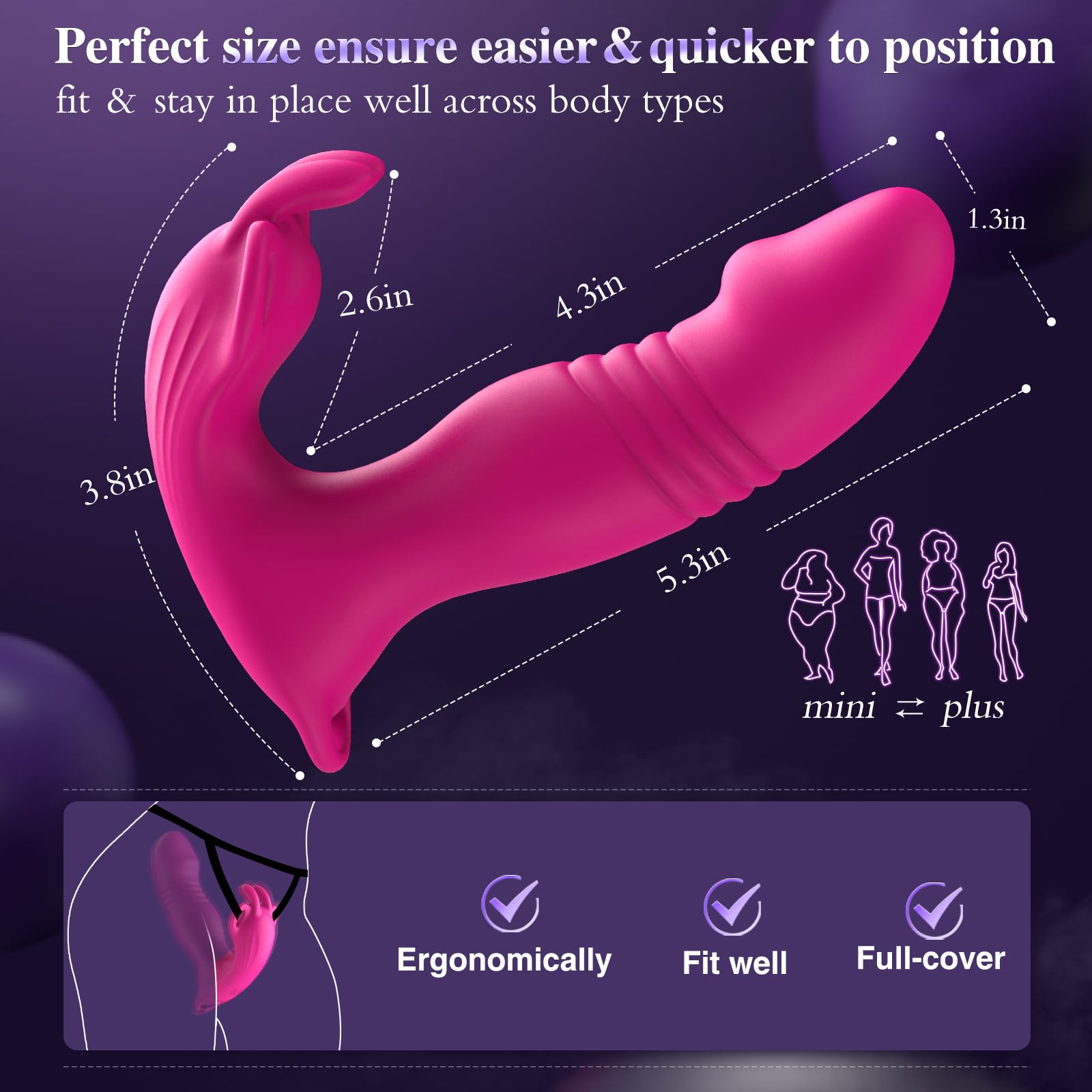 Wearable Vibrator for Women Sex Toys - 3IN1 App Remote Control Vibrator Wearable, Adult Toys with 9 Bunny Vibrators & 9 Thrusting Dildos Vibrater Sex Toy: S1-ROSE RED
