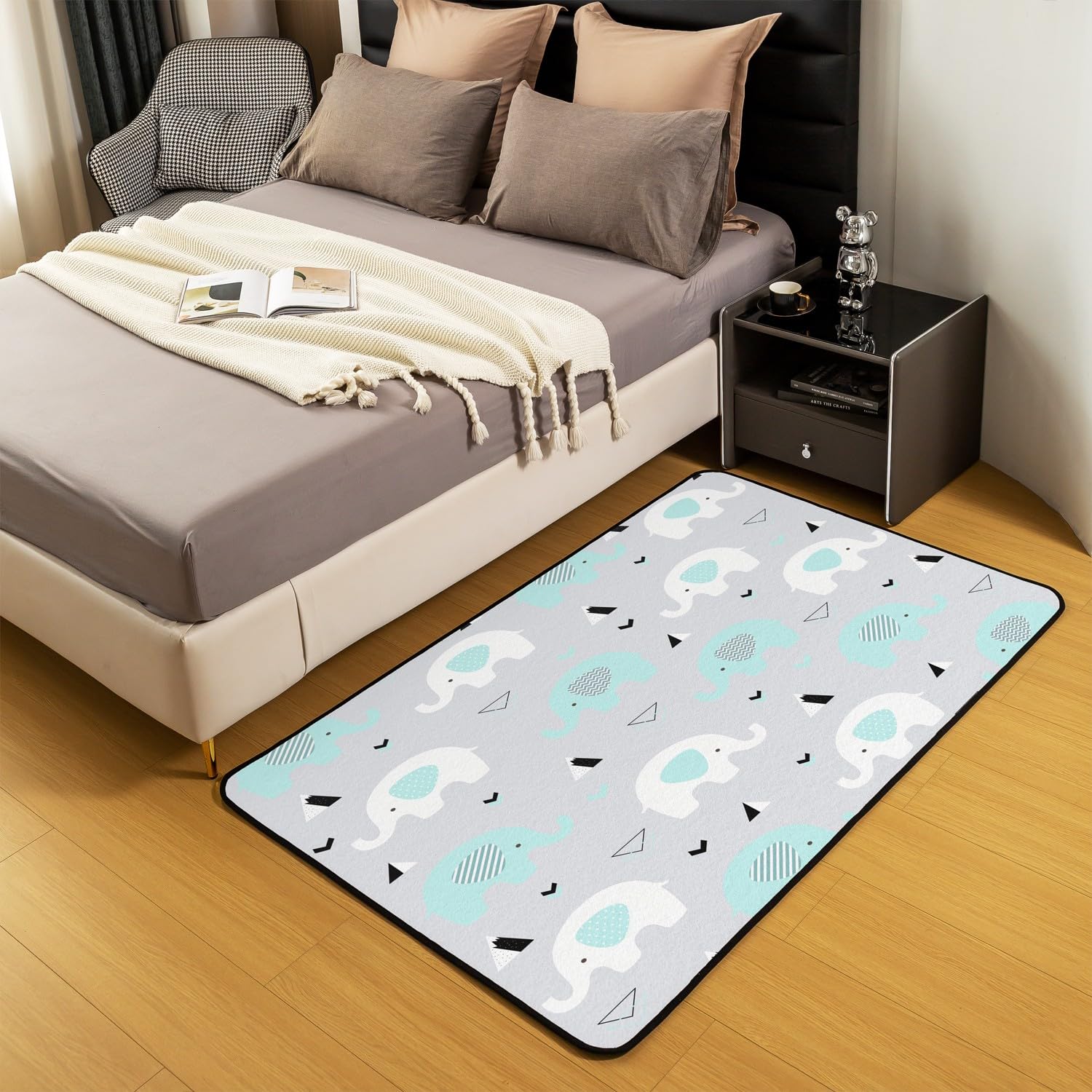 Dywaniki do salonu dla dzieci, słoń, 100 x 150 cm, boho, egzotyczny styl, mata podłogowa dla chłopców, dziewcząt, nastolatków, dekoracja 3D, wzór dzikich zwierząt, dywan dekoracyjny dywan