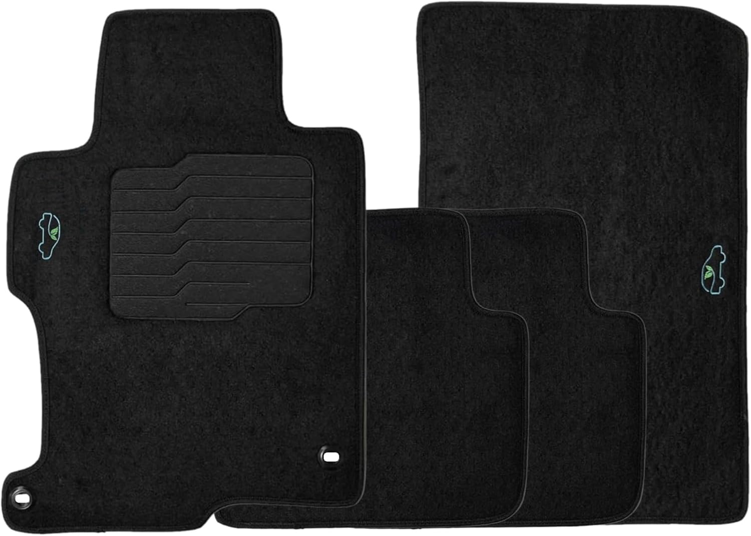 ecoMats Carpet Floor Mats Compatible with 2013 2014 2015 2016 2017 Honda Accord, Front and Rear Set, with Non-Slip Driver Heel Pad, Safety Locks, Black