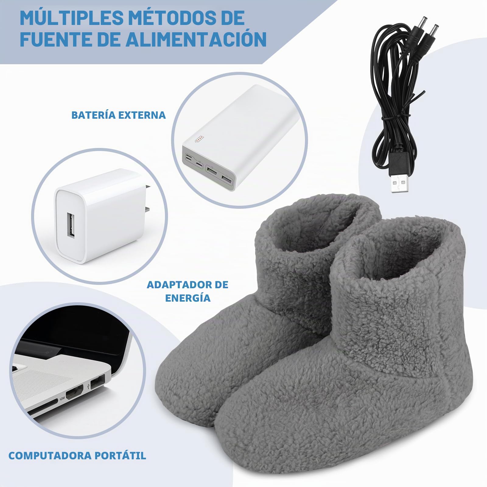 Calentador De Pies Electrico, Zapatillas Con Calefacción Eléctrica, Zapatillas De Calefacción Por USB, Calentadores De Pies Eléctricos, Zapatill Calefactables Para Adultos Interior Y Exterior (39-43)