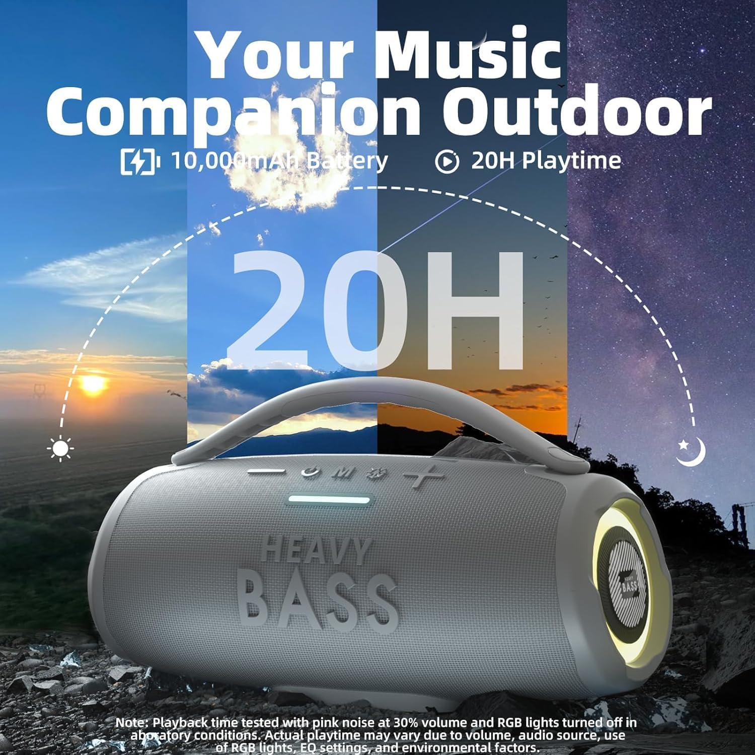 HEAVY BASS Speakers Bluetooth Wireless, 80W Max Loud Portable Speaker with Bass, 20H Playtime, IPX6 Waterproof, Dual Pairing, Perfect for Outdoor Camping,Beach