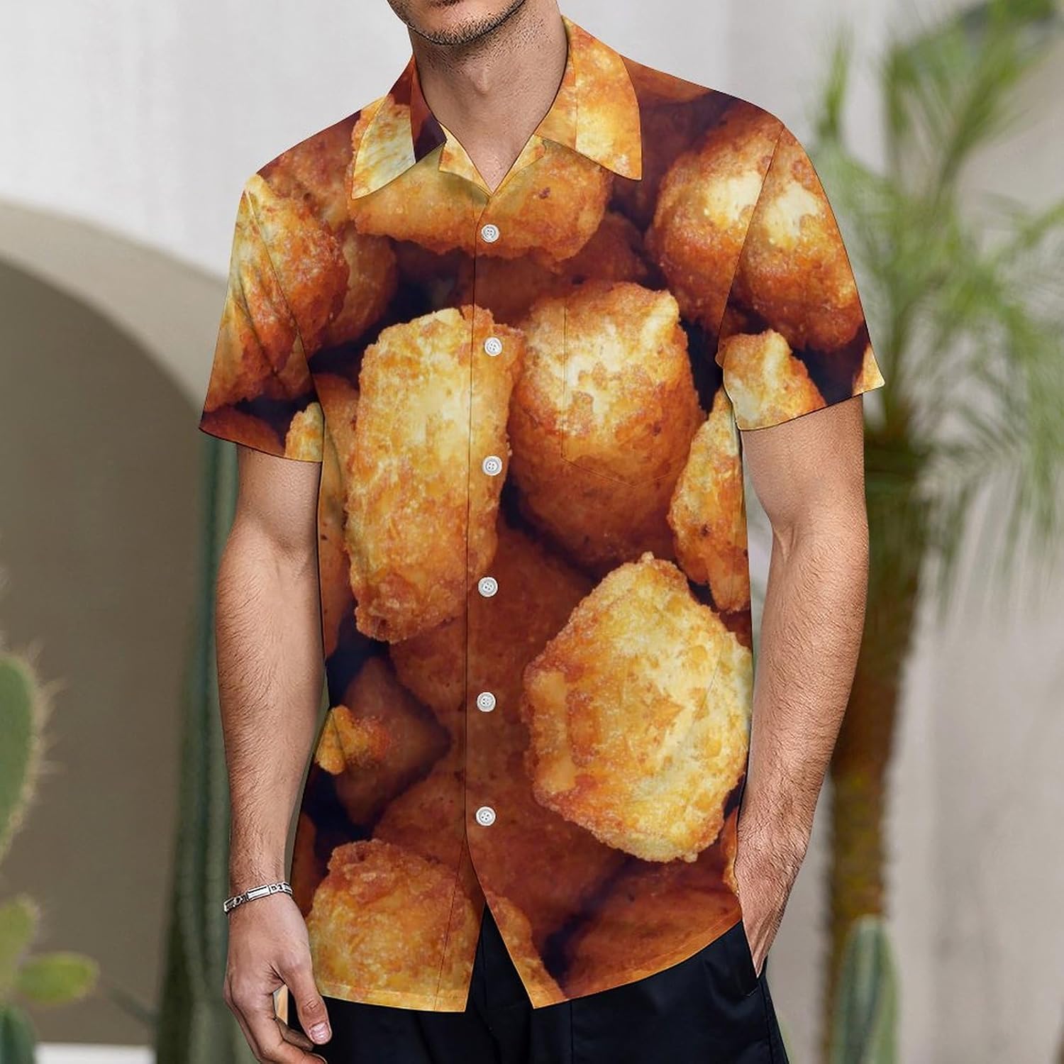 Tater TOT Men's Shirt Button Down T Shirt Short Sleeve Top Tee