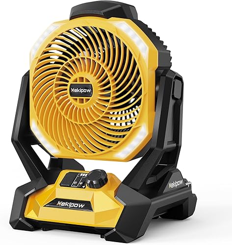 Ventilador inalámbrico para el lugar de trabajo Dewalt de 20 V, ventilador portátil alimentado por batería con motor sin escobillas, velocidad