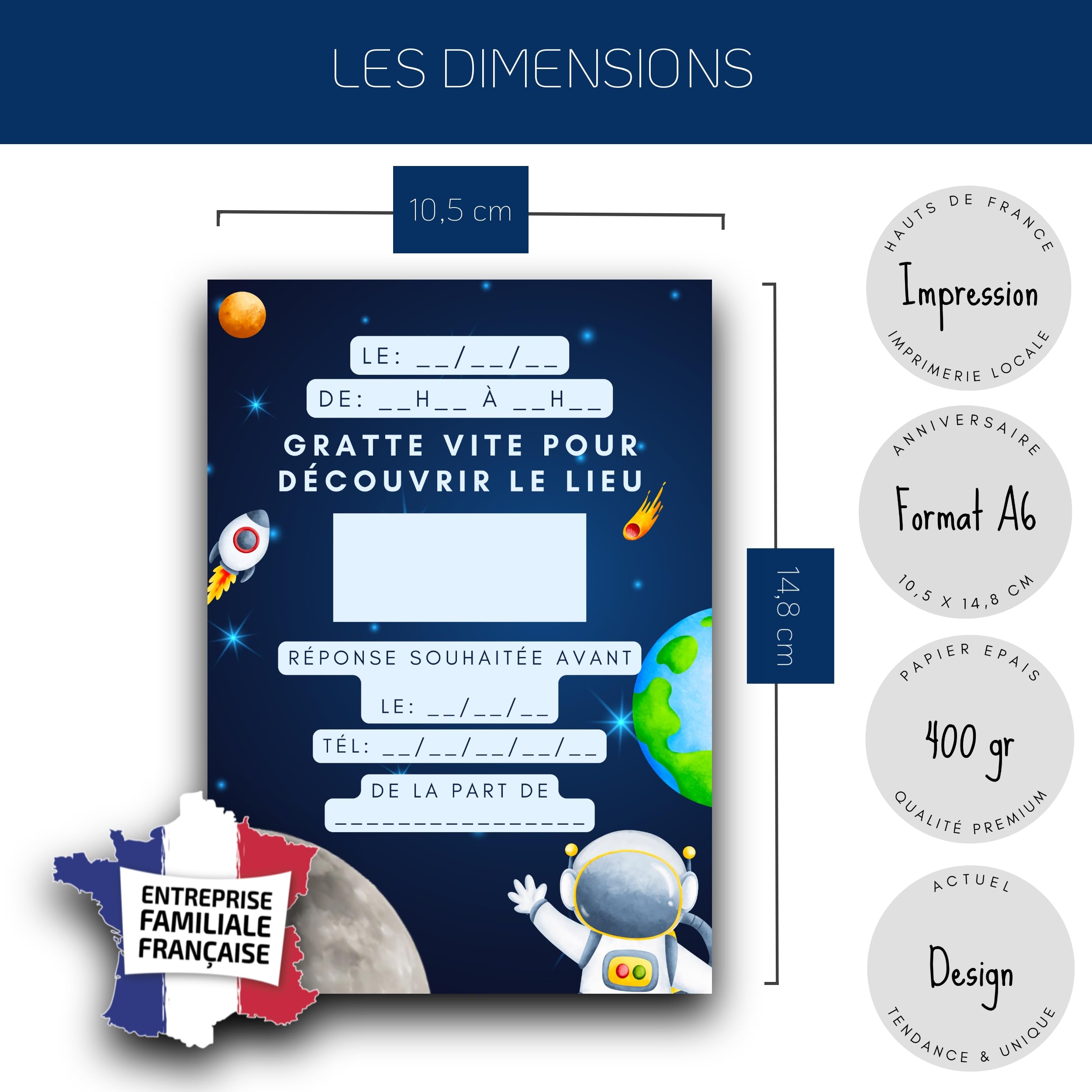 RXLITE Astronaute Lot de 10 cartes d'invitation pour anniversaire d'enfant avec enveloppes panneaux à gratter dorés, format carte postale, papier de qualité supérieure, pré-imprimées et à remplir RXLITE Astronaute Lot de 10 cartes d'invitation pour anniversaire d'enfant avec enveloppes panneaux à gratter dorés, format carte postale, papier de qualité supérieure, pré-imprimées et à remplir