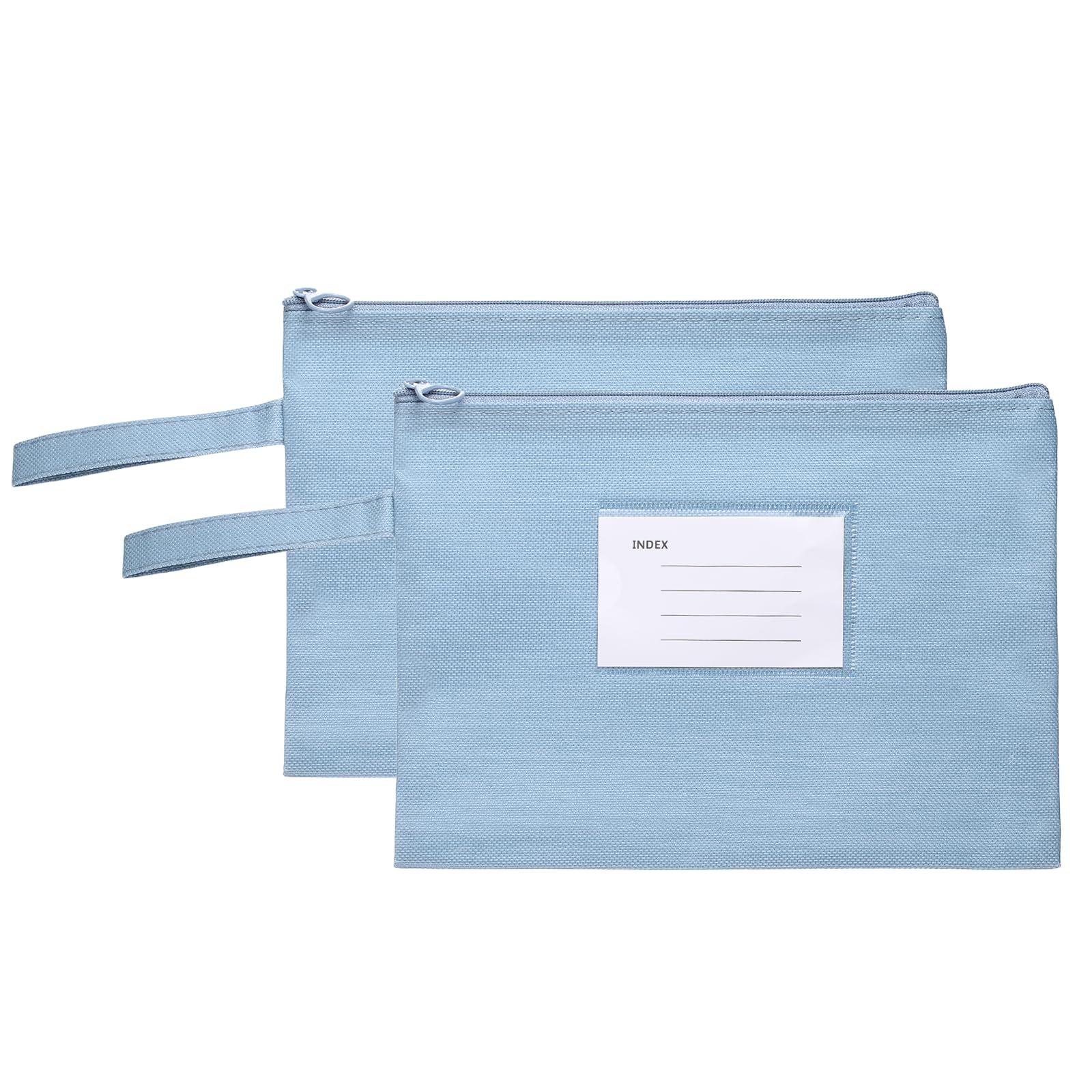 PATIKIL 2 Pcs Mesh Zipper Pouch with Handle, A5 Oxford Fabric Zipper File Pouch Single-Layer Document Bag Storage for Office Travel Puzzles Books Shopping, Blue (24cm x 18.5cm)