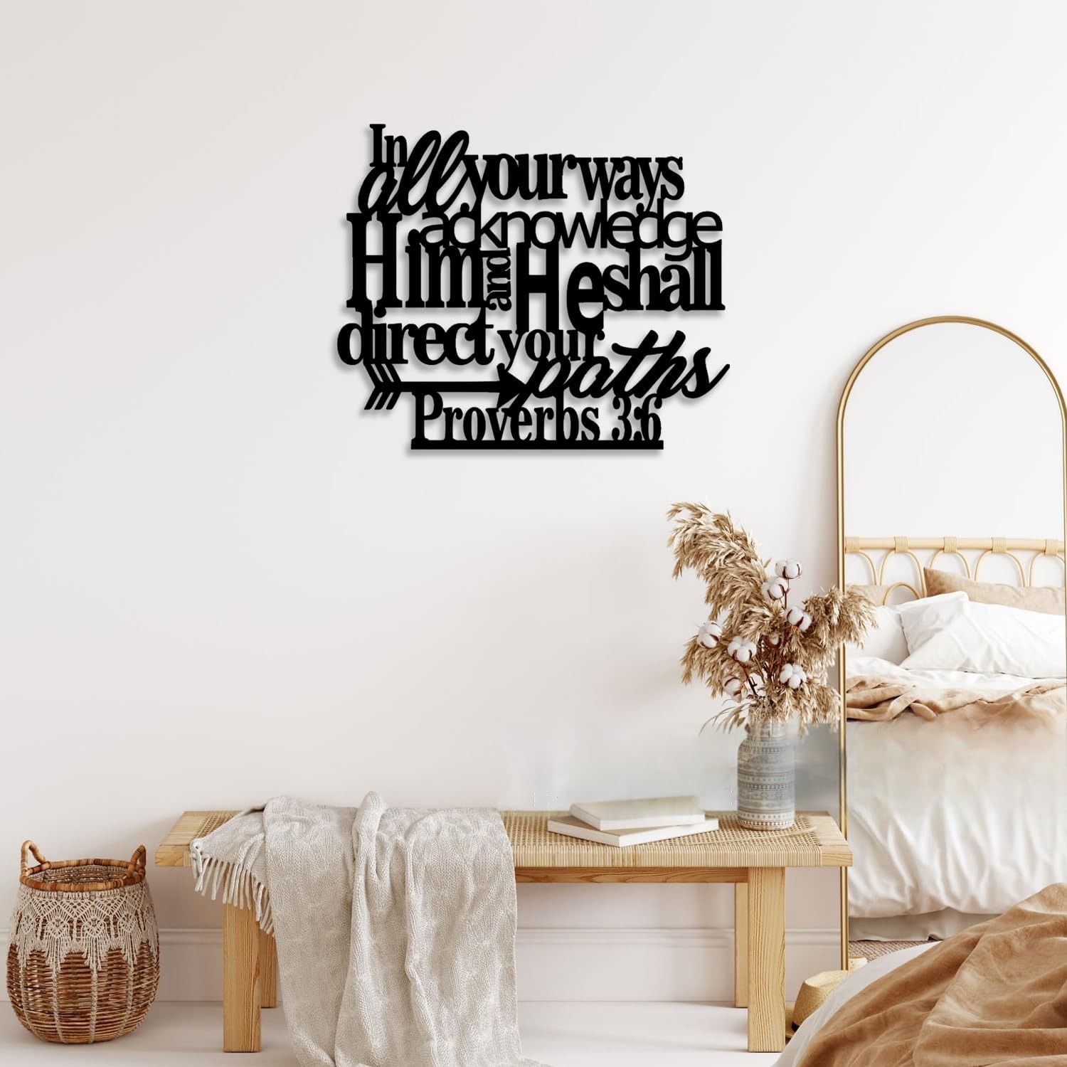 LIYOUYA Proverbs 3:6 Metal Wall Decor - Scripture Motivational Christian Inspirational Decor Black Wall Art Home Decor for Living Room, Bedroom, Study, Dining Room (Black) - Image 6