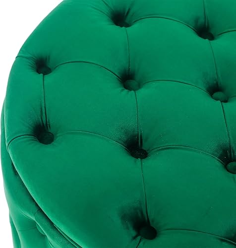 Miniatura 13 de Adeco Moderna silla otomana redonda de almacenamiento de 28 pulgadas, reposapiés otomano tapizado con botones con almacenamiento para sala de estar