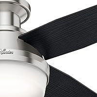 Vista 11 de Hunter 44 inch Indoor Ceiling Fan with LED Light and Remote Control - Modern Ceiling Fan, Low Profile Mount, 4 Black Oak Blades, For Bedroom, Living