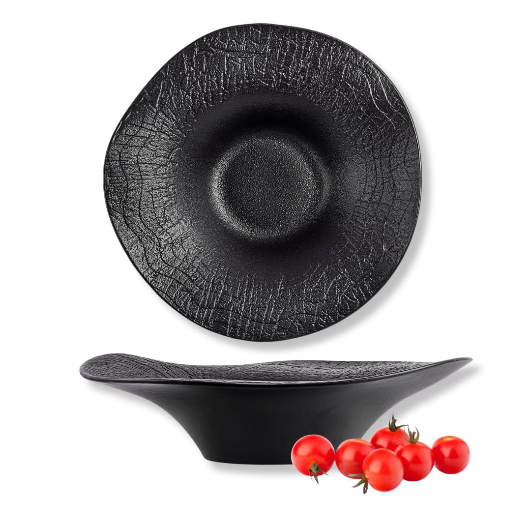 Wilmax - Bol profond - 1 pièce 30 cm / 700 ml - Assiette creuse noire - Pour pâtes, soupes, salades, plats principaux - Bol profond résistant aux rayures - Lavable au lavage et au micro-ondes