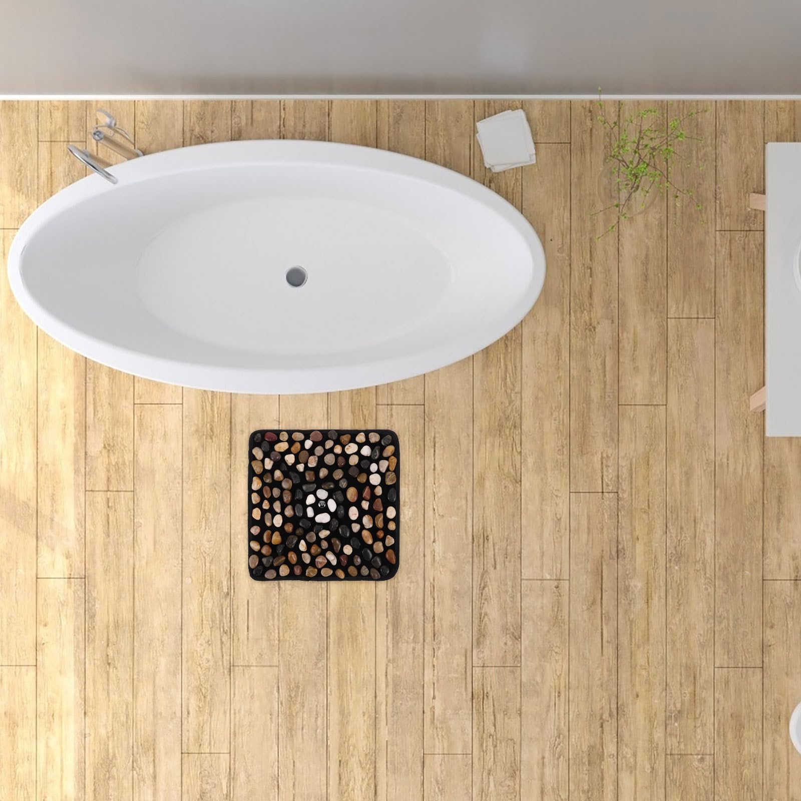 Kichvoe Alfombrilla de Baño Antideslizante de Piedras Naturales Masaje Relajante y Diseño en Patrón de Guijarros para Bañeras y Ducha Hogar