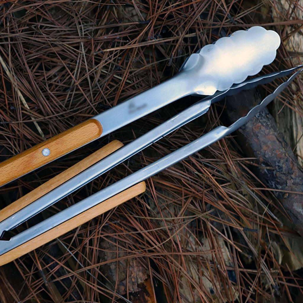 Pince de cuisine robuste en acier inoxydable de 35,3 cm (13,9 pouces), avec système de verrouillage, idéale for la salade et le barbecue, la cuisson, le service, la friture, le gril et la pâtisserie.