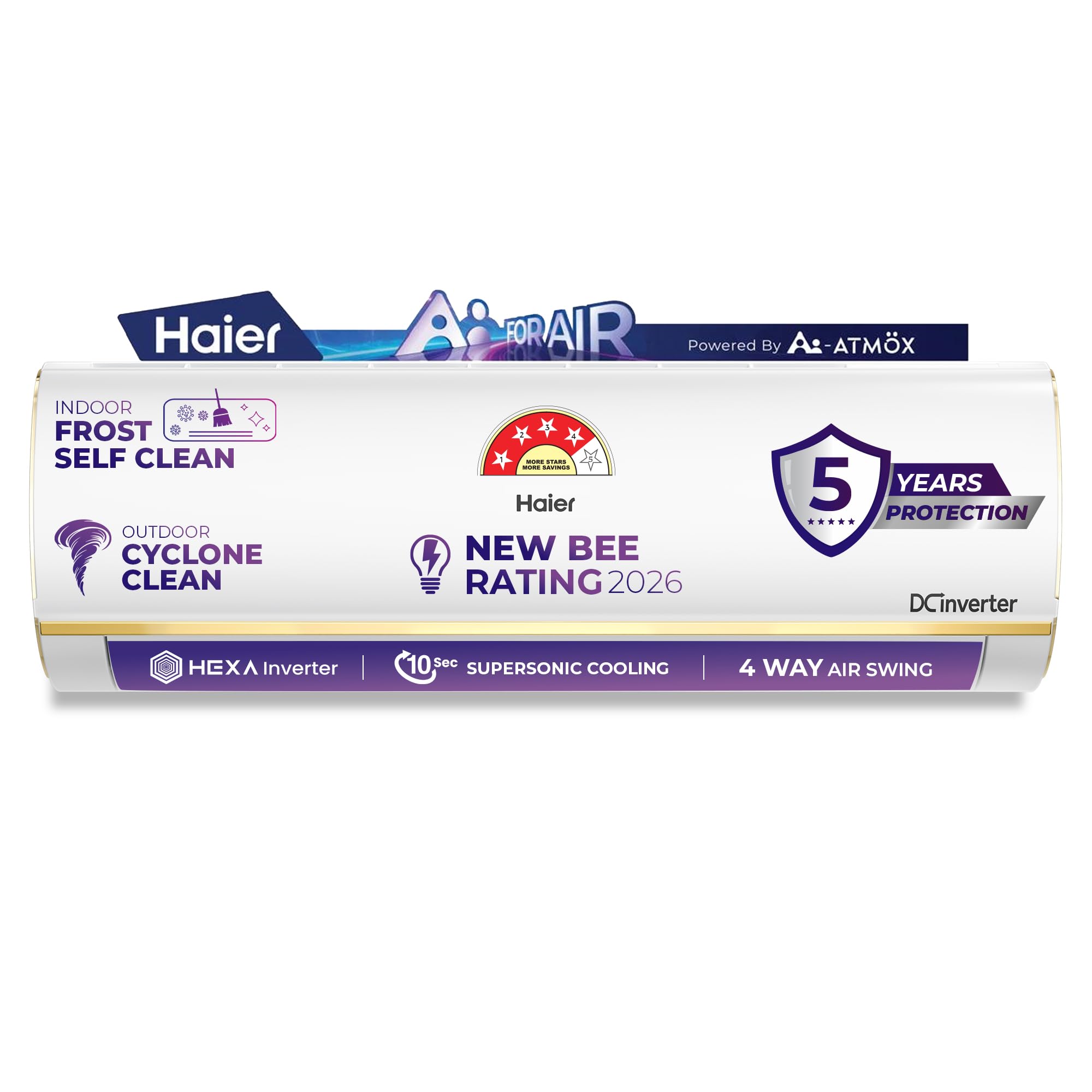 Haier 1 Ton 3 Star,New star rated, Wi-Fi HEXA Inverter Smart Split AC (AI Cooling, Energy Saving & Self-Clean, 7 in 1 Convertible, Copper, 4-way Swing, Cools in 10 Sec at 60°C, White)-HSA14KU-GAI3NB-I-image-46