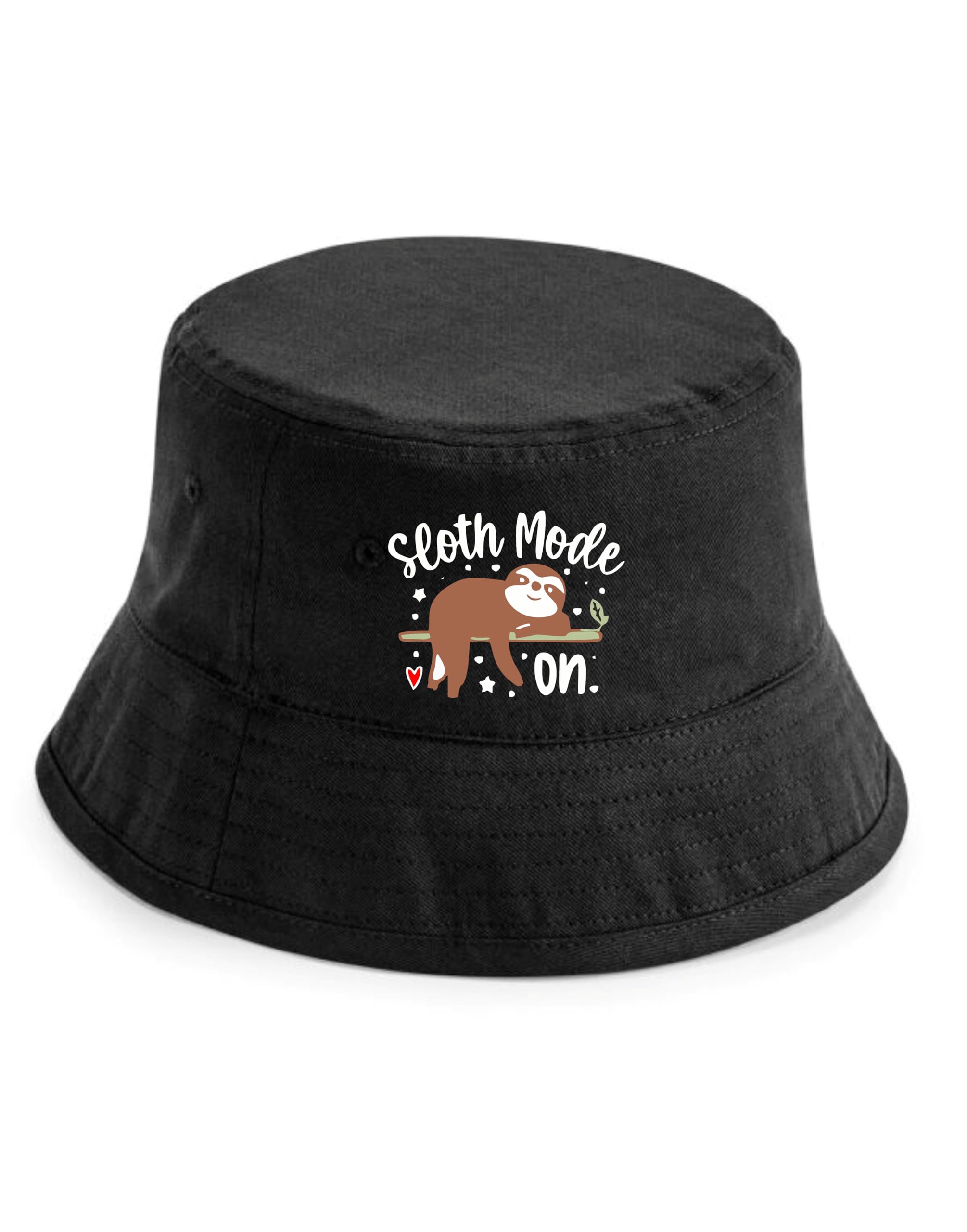 Print4U Sloth Mode On Bucket Hat Gift Fun Birthday Gift Black LXL