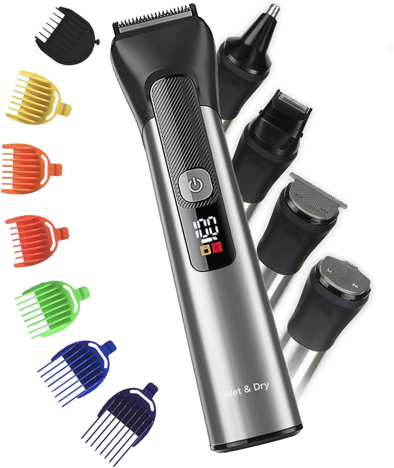Beard Trimmer for Men – Stainless Steel Electric Razor & Shaver, Cordless Hair Clippers Grooming Kit, IPX7 Waterproof Nose Ear Face Body Trimmer, USB-C Rechargeable with Travel Lock, Gifts for Men