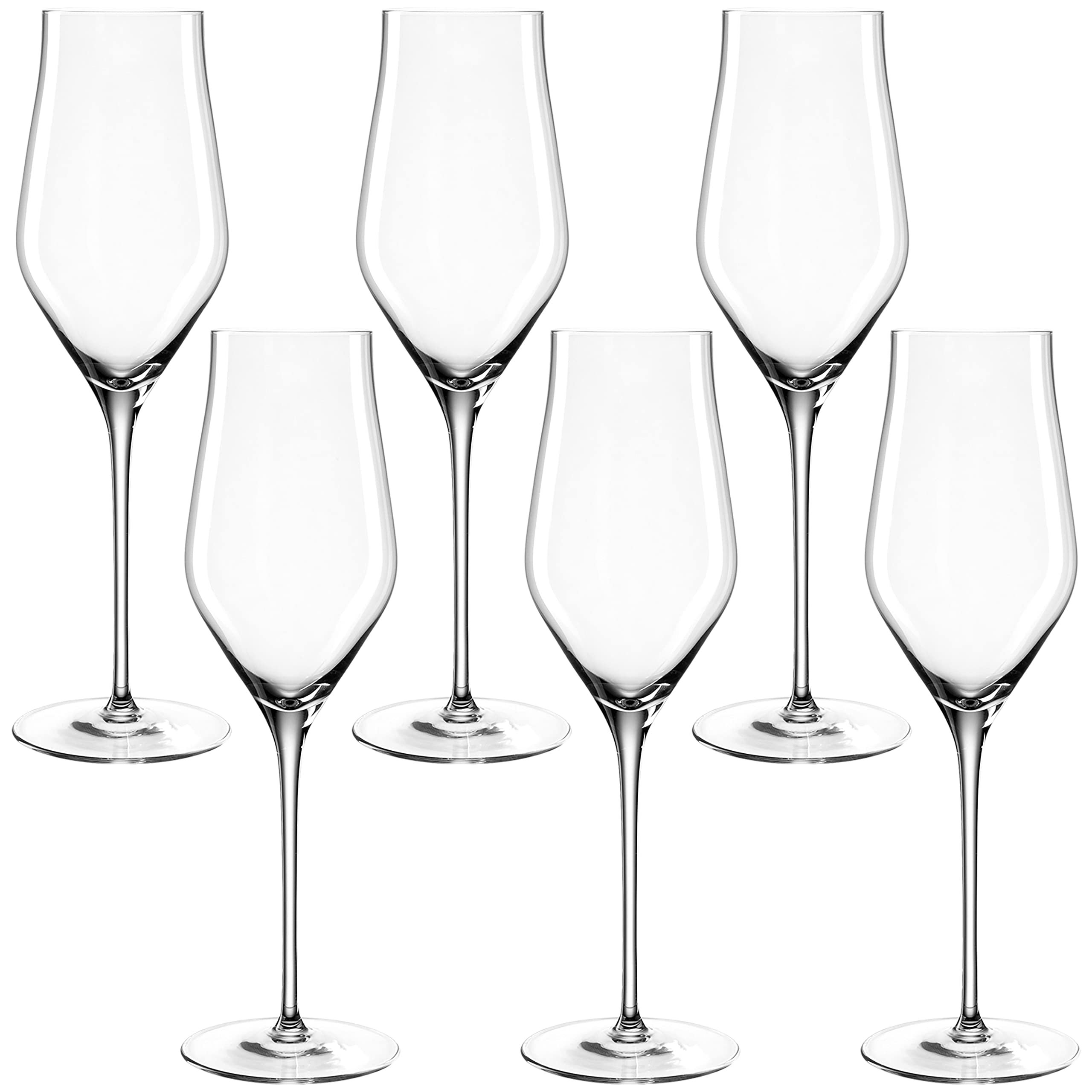 LEONARDO HOME Brunelli Sekt-Gläser 6er Set • spülmaschinenfeste Prosecco-Kelche • Champagner-Glas mit gezogenem Stiel • Schaum-Wein Gläser • 340 ml • 066408