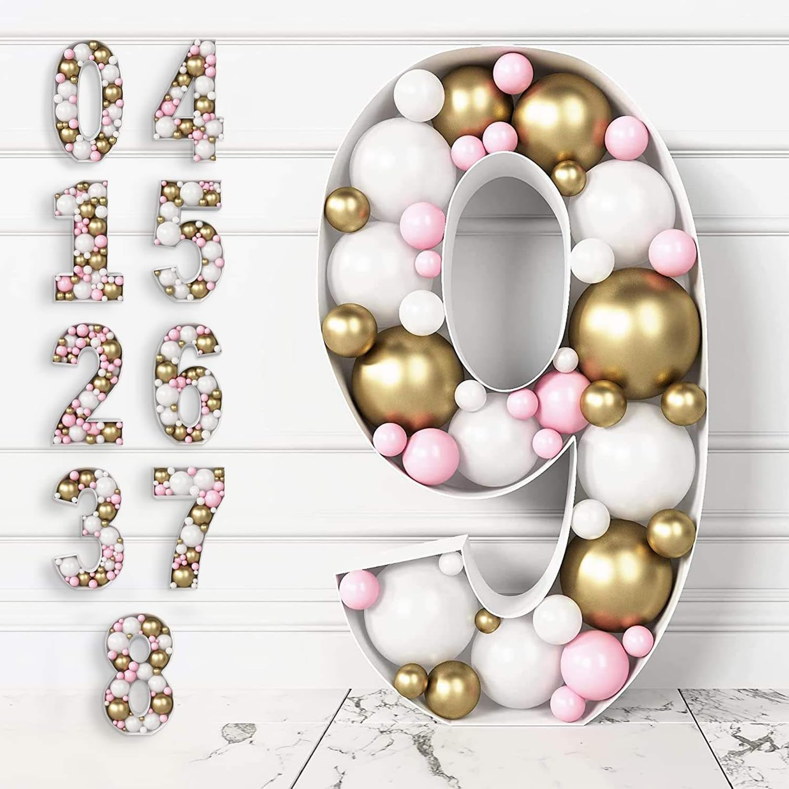 73 cm LED-Zahlenlichter, DIY-Festzelt-Zahlen-Set, Mosaik, digitaler Ballonrahmen für Party, Geburtstag, Hochzeit