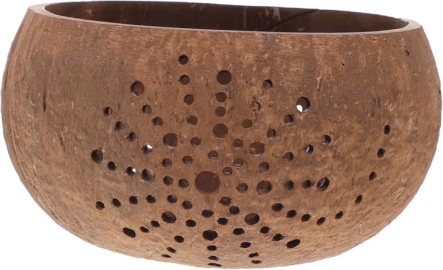 Hollow Pattern Coconut Shell Candle Bowl Decorative Jar for Candle Storage with Delicate Hollow Ornament Design for Home Aromatherapy