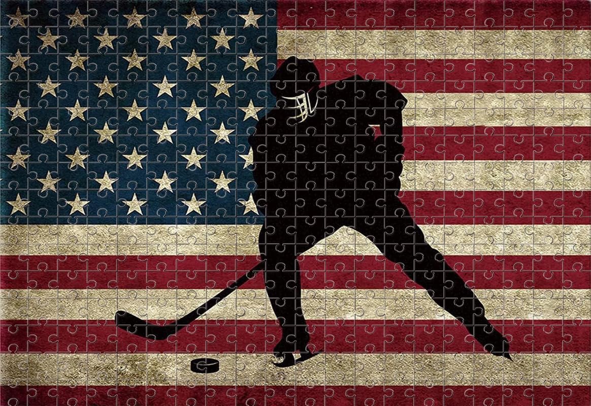 FOSHIN Puzzles Player Playing Hockey Unique Birthday Present 500 Pieces Creative Color Jigsaw Puzzle Color Challenge Puzzle
