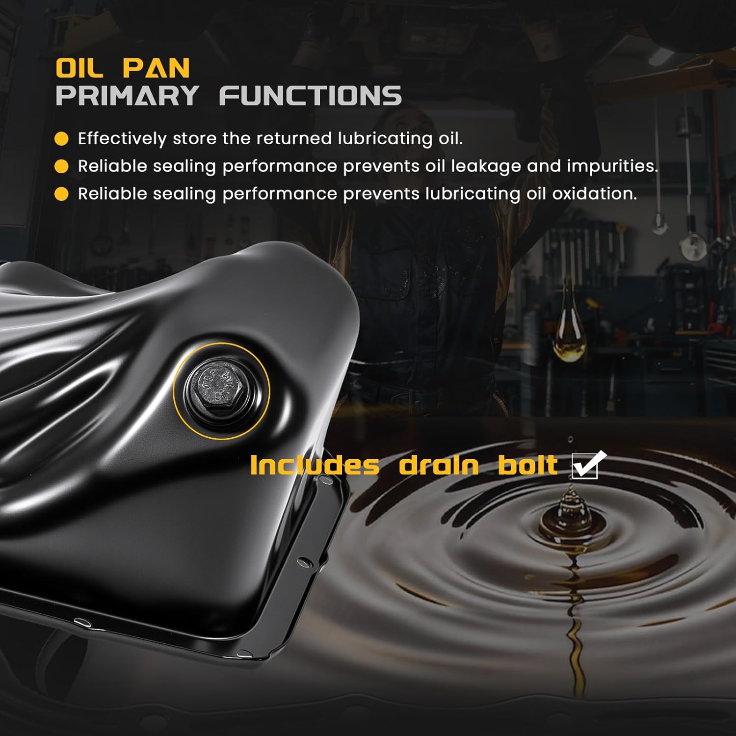 Lower Engine Oil Pan W/Drain Plug Compatible with Subaru Outback/Legacy 2013-2019, Forester 2011-2018, XV Crosstrek 2013-2015, Impreza 2012-2016, Crosstrek 2016-2017, H4 2.0L 2.5L, 11109AA210