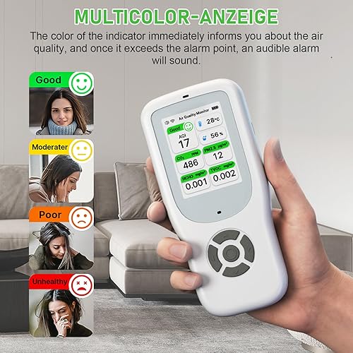 Miniatura 10 de Medidor de calidad del aire interior 8 en 1, detector de CO2, monitor de calidad del aire WiFi, sensor NDIR, medidor de CO2 detecta CO2, PM2.5,