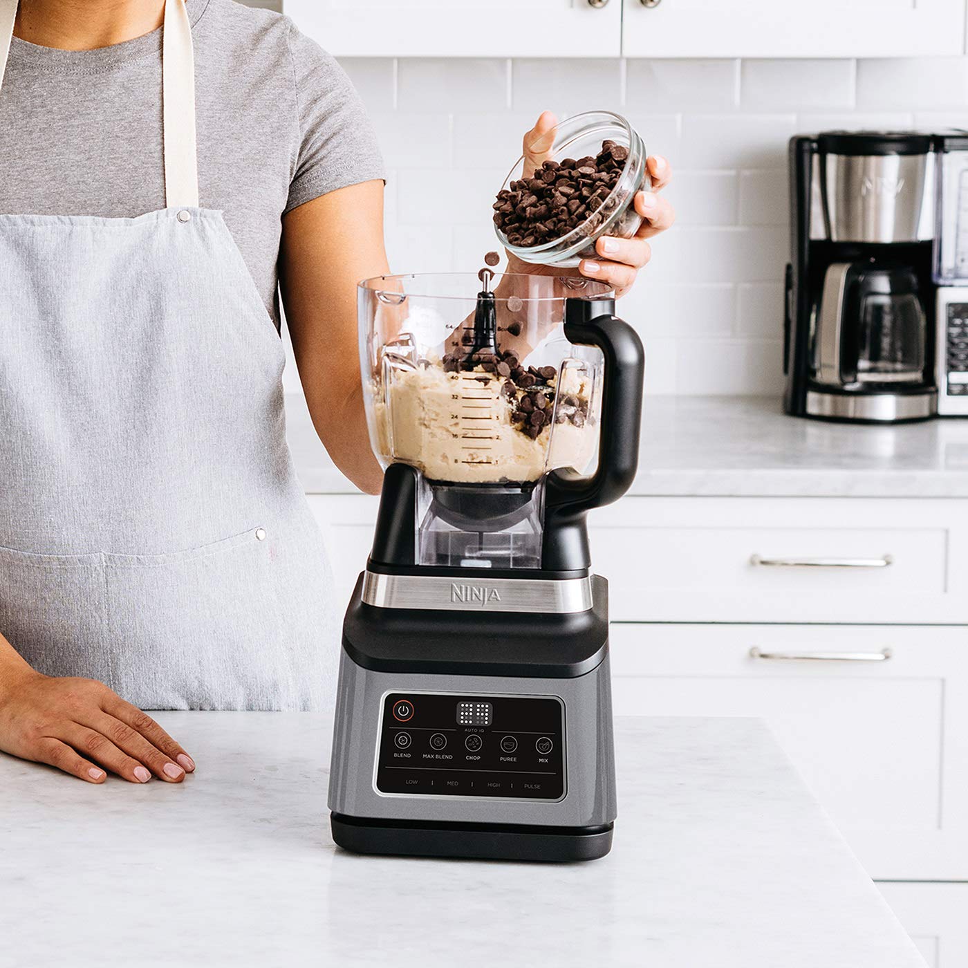 Ninja 3in1 Food Processor with AutoiQ [BN800UK] 1200W, 1.8 L Bowl, 2