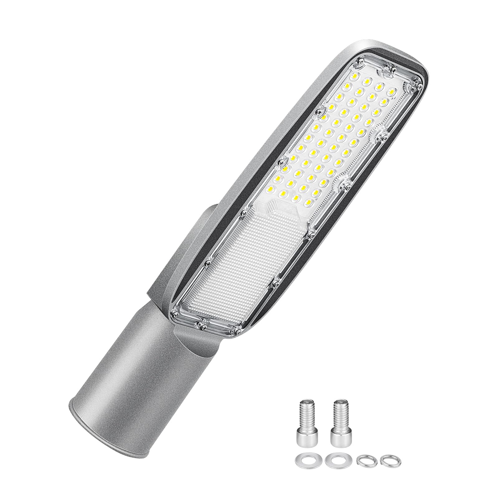 PICAA 30W Commercial LED Street Light, 3000LM Outdoor Security Flood Light, Waterproof Parking Lot Lights for Roadway, Garage, Garden, Yard, Basketball Football Court, 4000K Warm White