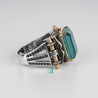 Blue Aquamarine Stone 925 Sterling Silver Men's Ring New Design Jewelry