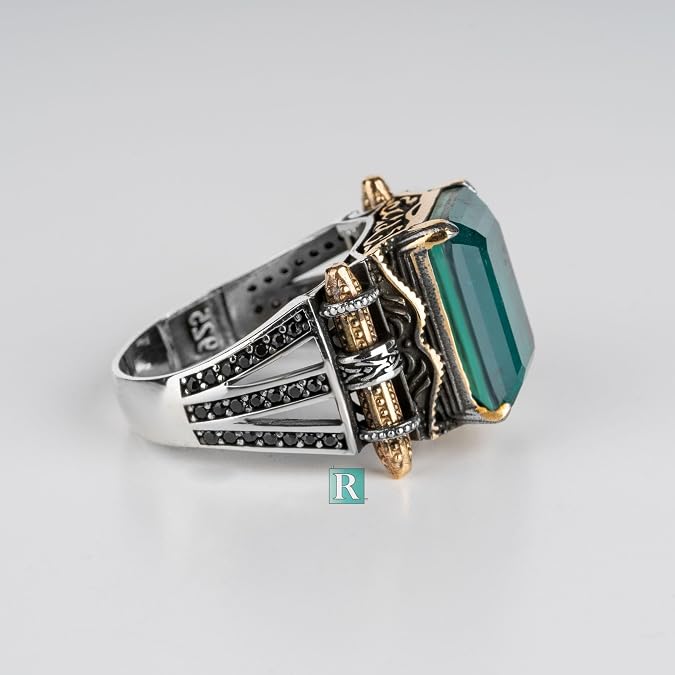 Blue Aquamarine Stone 925 Sterling Silver Men's Ring New Design Jewelry