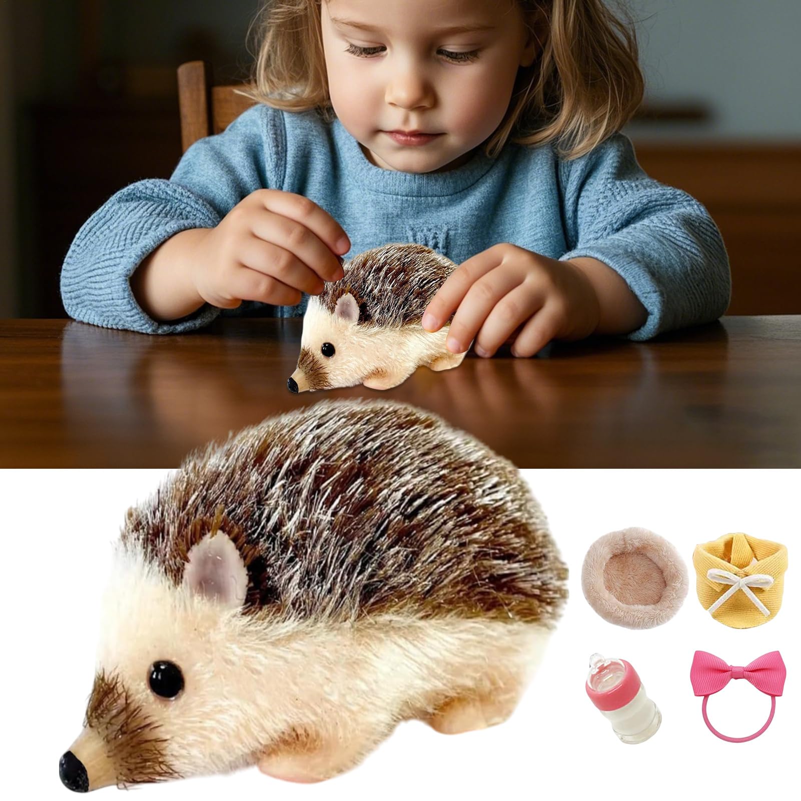 Generisch Giocattolo riccio | 5 pollici riccio figura giocattolo in silicone – morbido silicone figura animale con cuscino per per ragazze casa viaggio decorazione camera gioco di peluche | Morbido Realistico Animale Divertente con Cuscino Animaletto in S