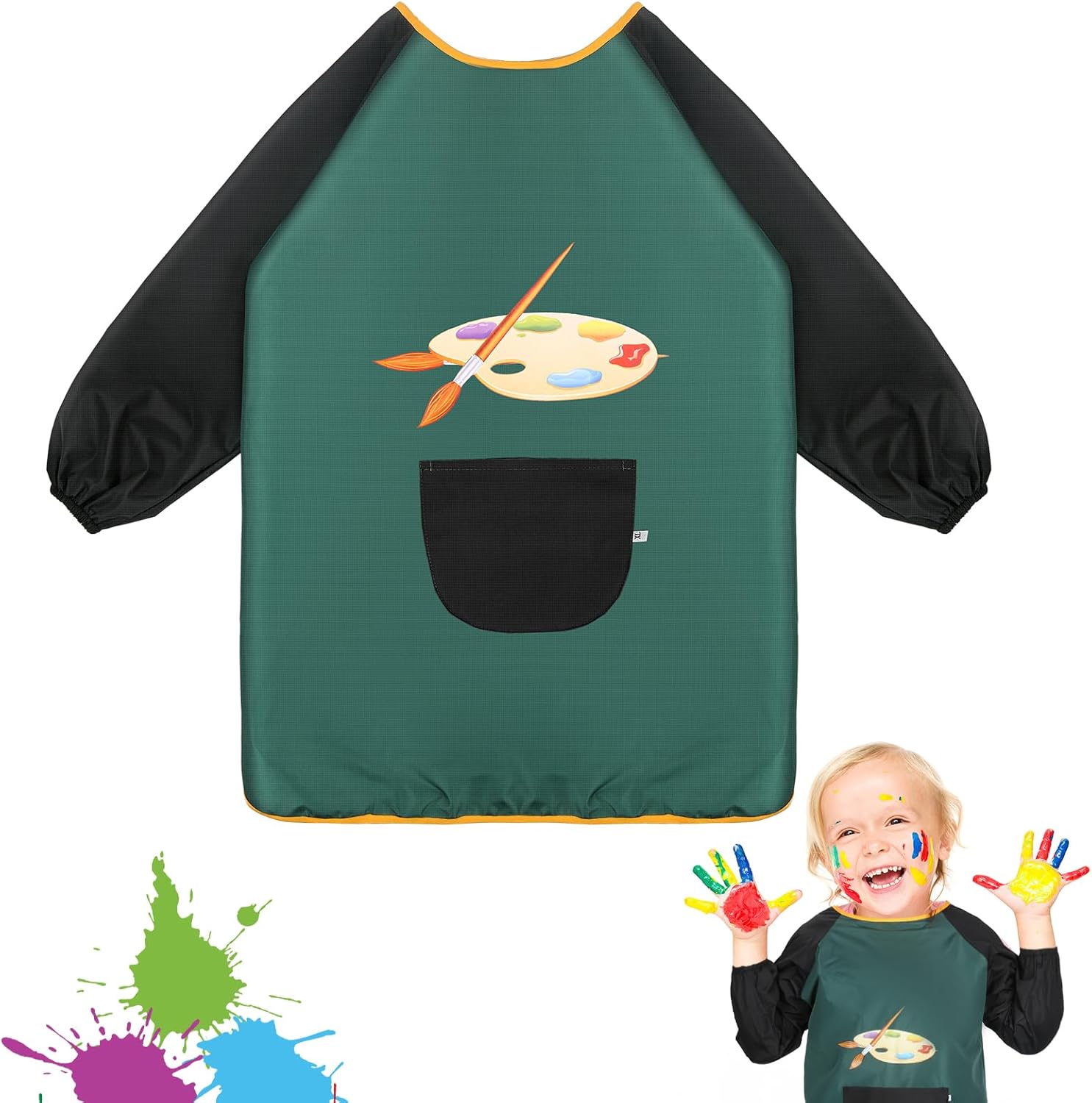 Sprinlot Malschürze Kinder - Wasserdichter Malkittel Lange Ärmel 5-11 Jahre