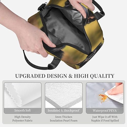 Miniatura 3 de Bolsa de almuerzo con estampado de perro pastor alemán negro para mujeres y hombres, aislada, impermeable, a prueba de fugas, bolsa de almuerzo con