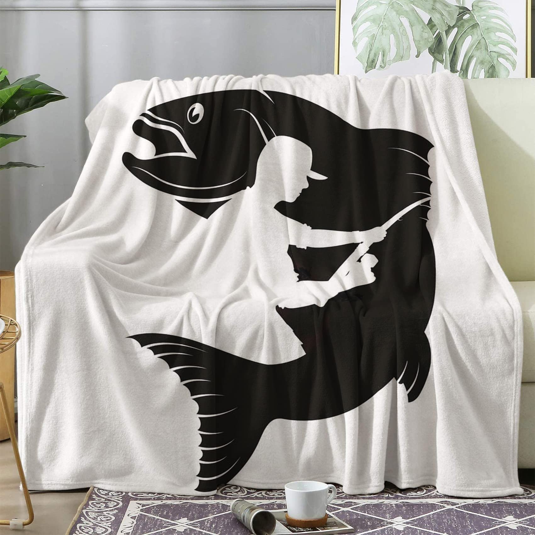 Plaid pêcheur couverture polaire 130x150 blanc pour un cocon de tendresse