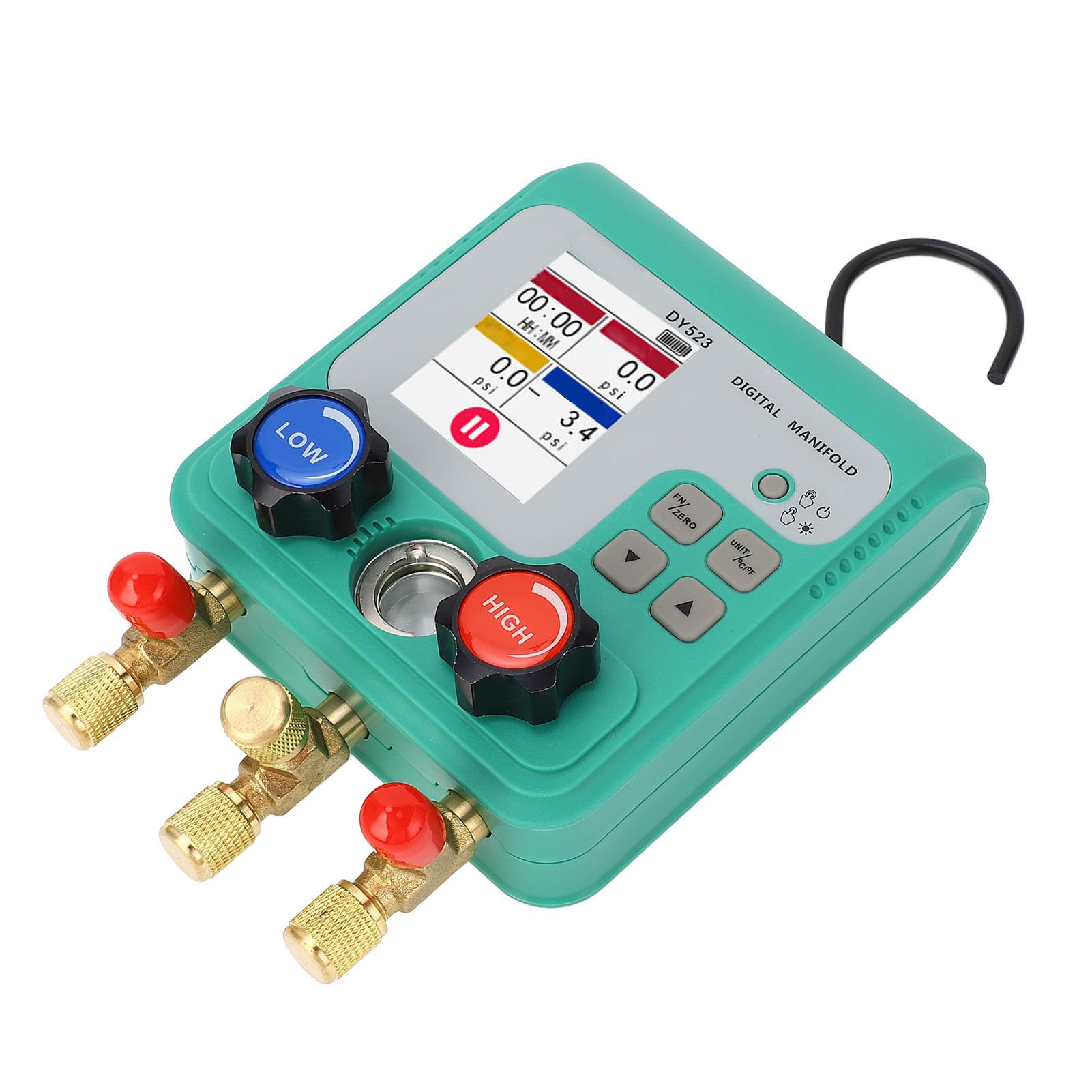 lyrlody Cyfrowy Miernik Ciśnienia w Kolektorze HVAC Tester Ciśnienia Próżniowego Wykrywanie Dwukierunkowe od 0 do 6000 KPa 5 Jednostek Rozdzielczość 1 KPa do Konserwacji Lodówko-zamrażarki i
