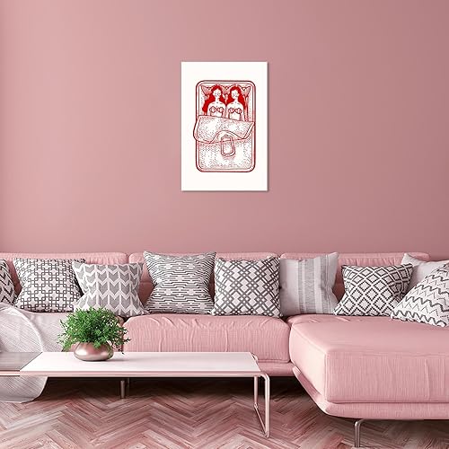 Miniatura 5 de Póster de sirena estético vintage de los años 90, divertido y creativo sirena roja acostada en la caja, lienzo de arte para pared, retro, abstracto,