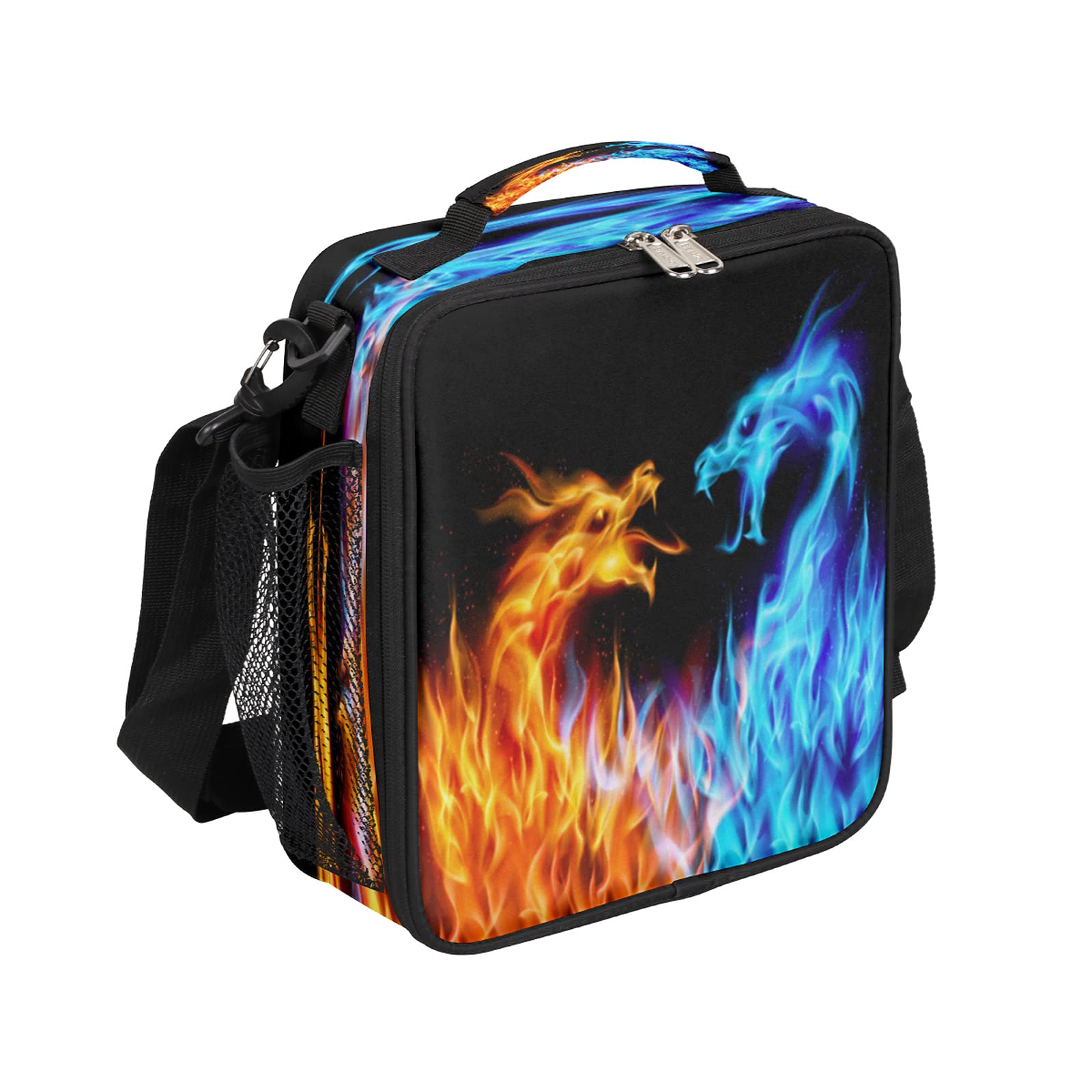 DOINBEE Insulated Lunch Box With Shoulder Strap - Cool Dragon Design, 10x8x4 Inch Reusable Bag For Kids & Adults (School, Work, Picnic)