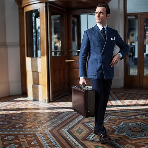 Miniatura 8 de Maxwell Scott Mens Quality Leather Large Attaché Briefcase The Buroni Handmade In Italy Night Black