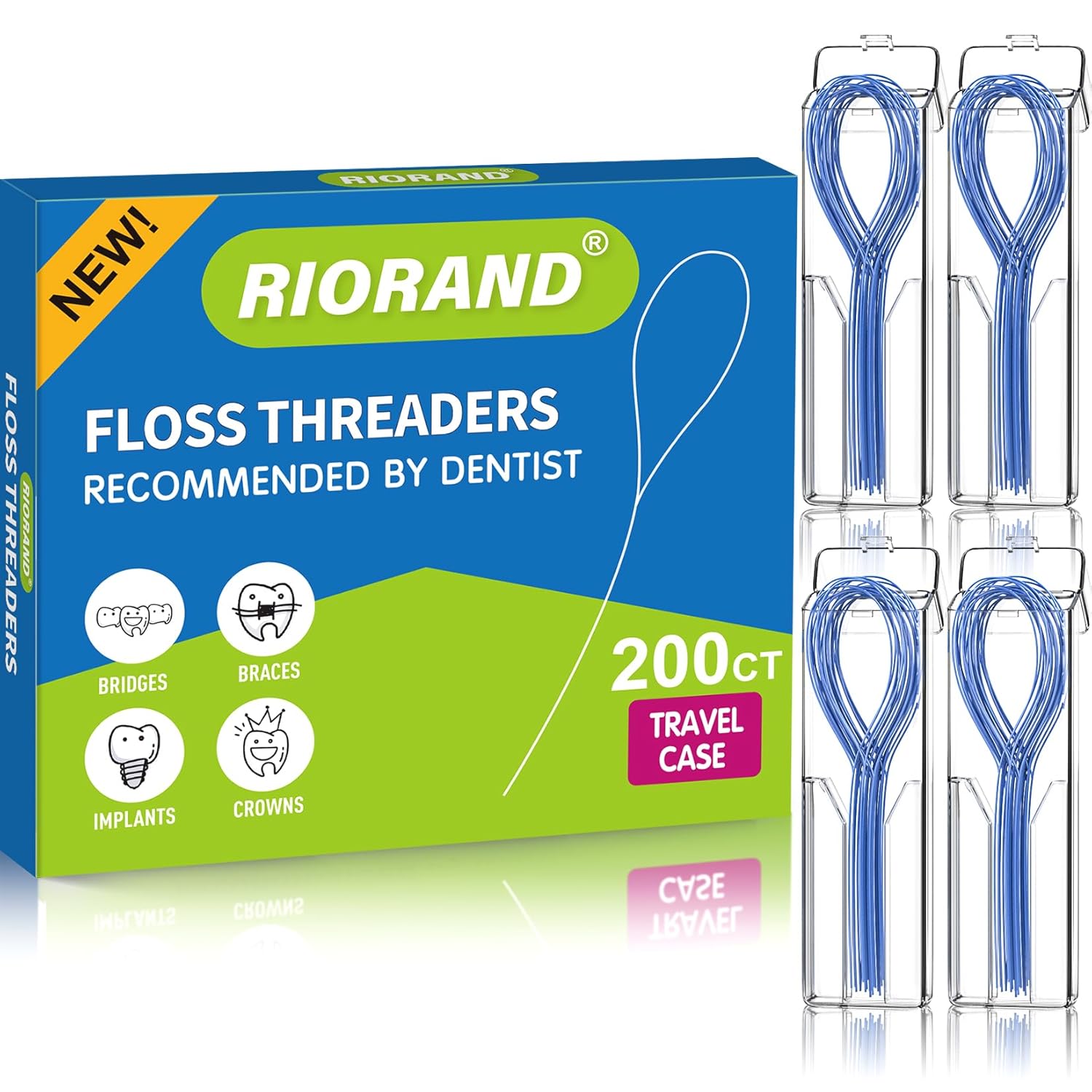 RioRand Floss Threaders Essential Tool for Maintaining Oral Health with Braces Bridges and Implants 200Count Pack of 4