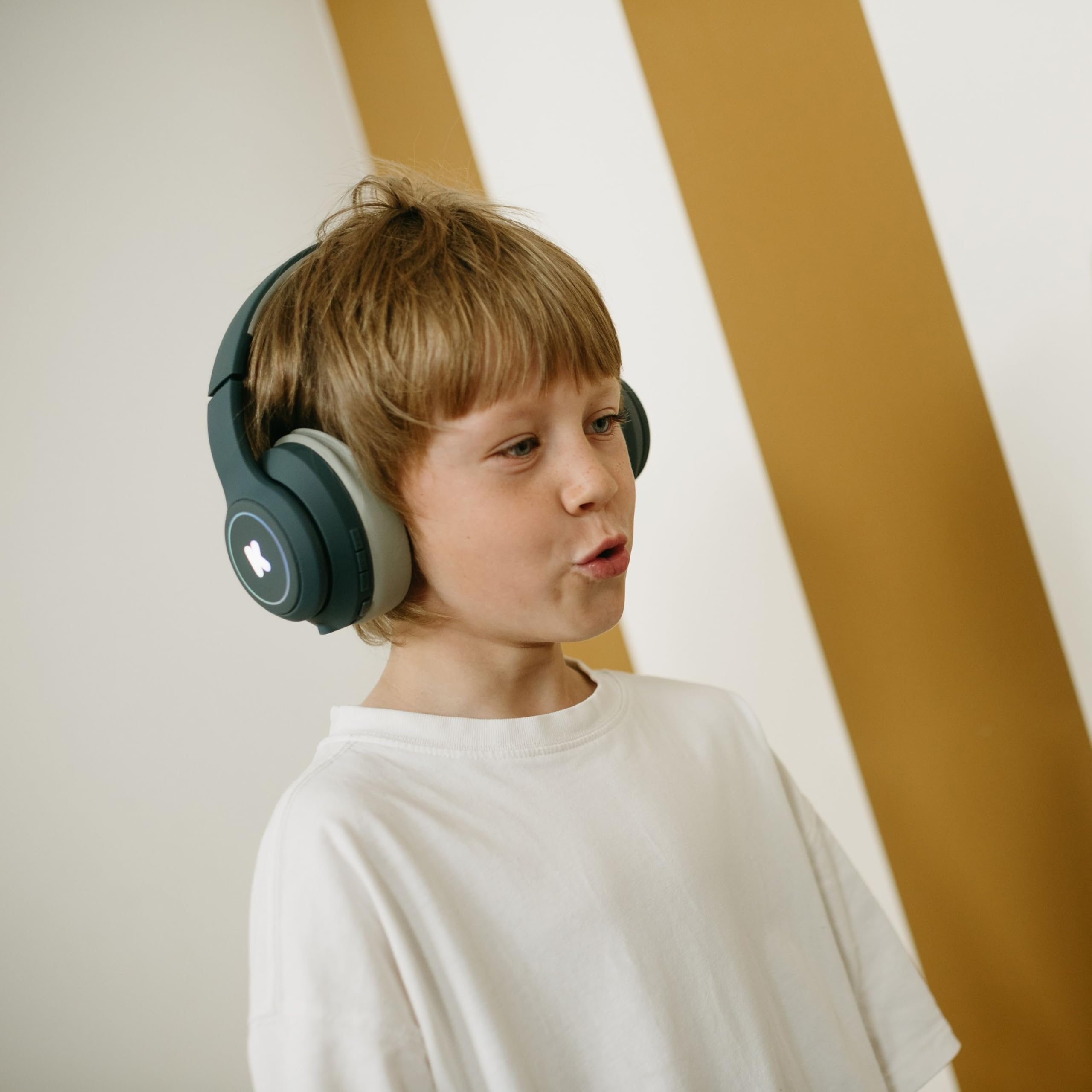 KIDYWOLF - K-Ears Bleu - Casque Audio Ado Bluetooth LED 85 DB 8ans+