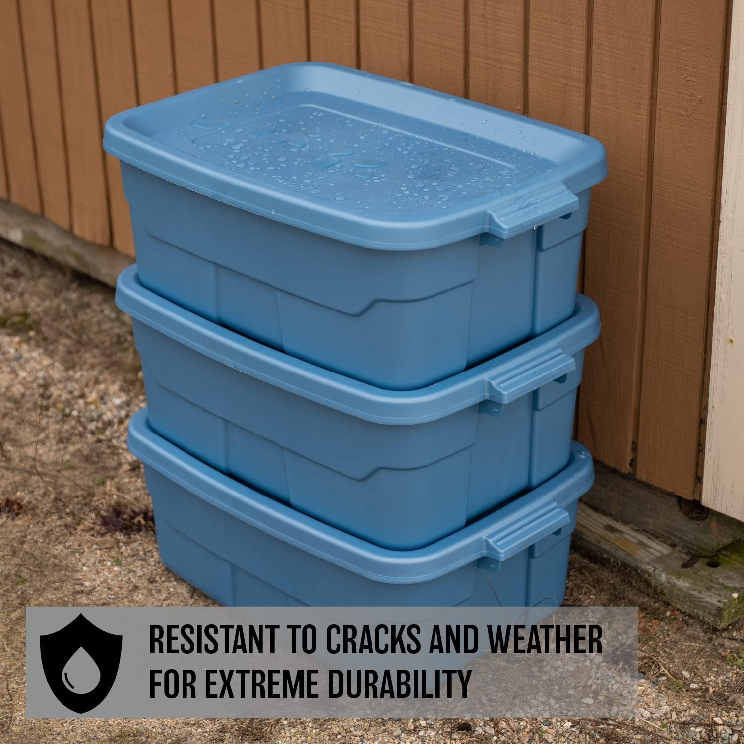 CX Rugged Tote 10-Gallon Heavy Duty Storage Bins with Lids, Stackable Plastic Storage Bins with Weather-Resistant Design, Home Organization, 4 Pack (8.8H x 24.2W x 16.2D)