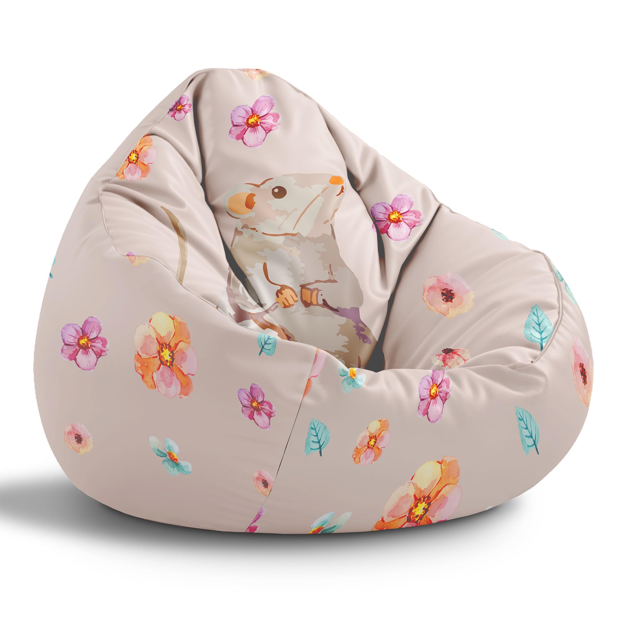 DreamRoots Sitzsack Kinder mit füllung - Sitzkissen Kinder Boden - Kinderzimmer Möbel - Sitzsäcke fürs kinderzimmer - Bean Bag M Gray Mouse