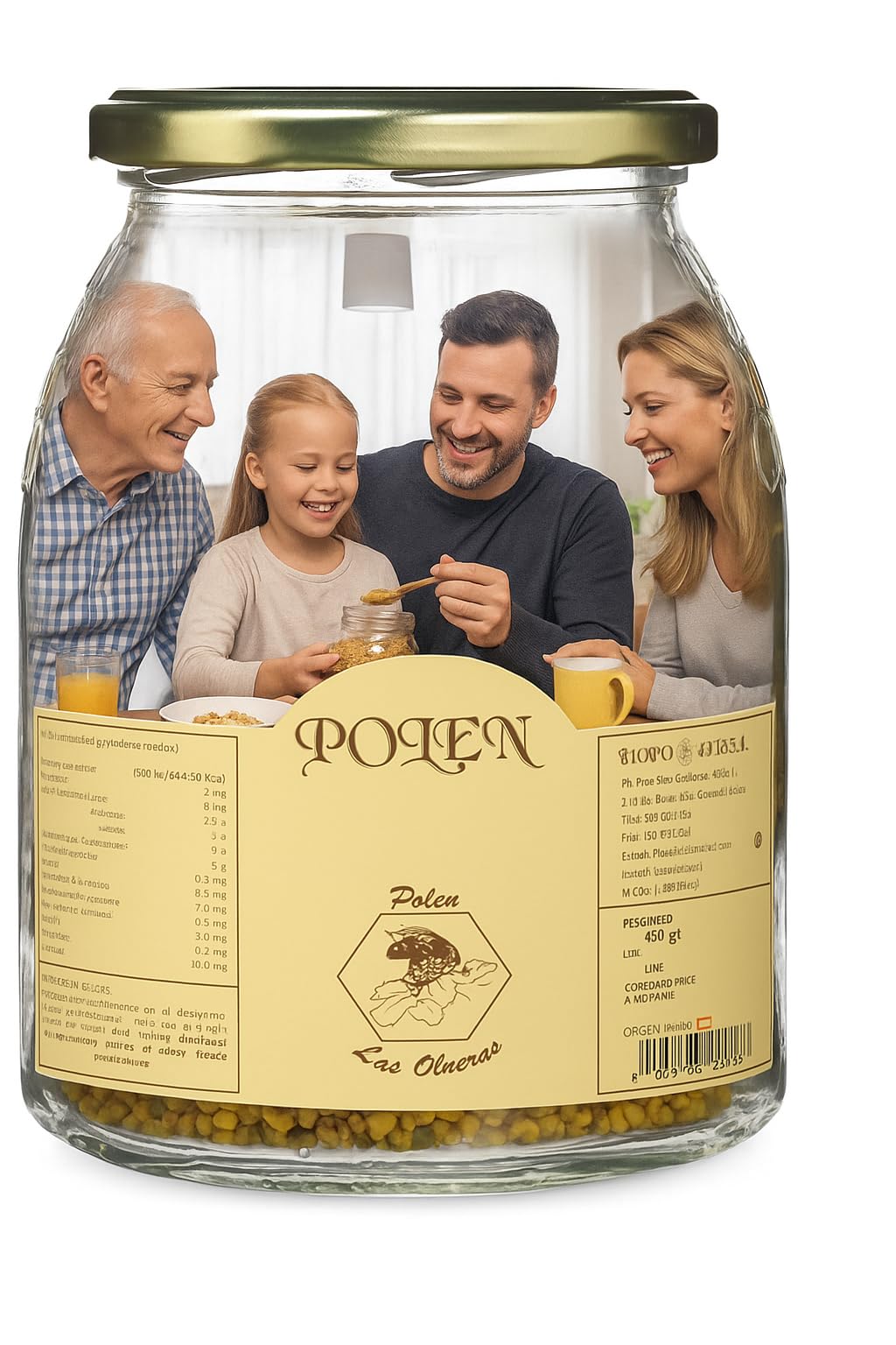 Polen de Abeja natural. Polen Las Obreras 450 grs. Origen España 100%. Pequeño tesoro alimenticio que las abejas extraen de diversas flores. Origen, Cuenca.
