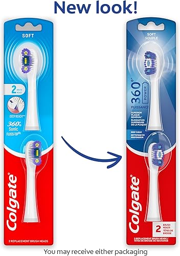 Miniatura 2 de Colgate Cabezales de repuesto para cepillos de dientes con batería de limpieza profunda 360, suaves, paquete de 2