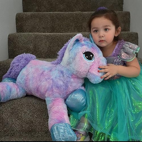 Miniatura 2 de Muiteiur Animal de peluche de unicornio de 31.6 pulgadas, unicornio de peluche grande para niñas, almohada de felpa suave, regalos para niñas y