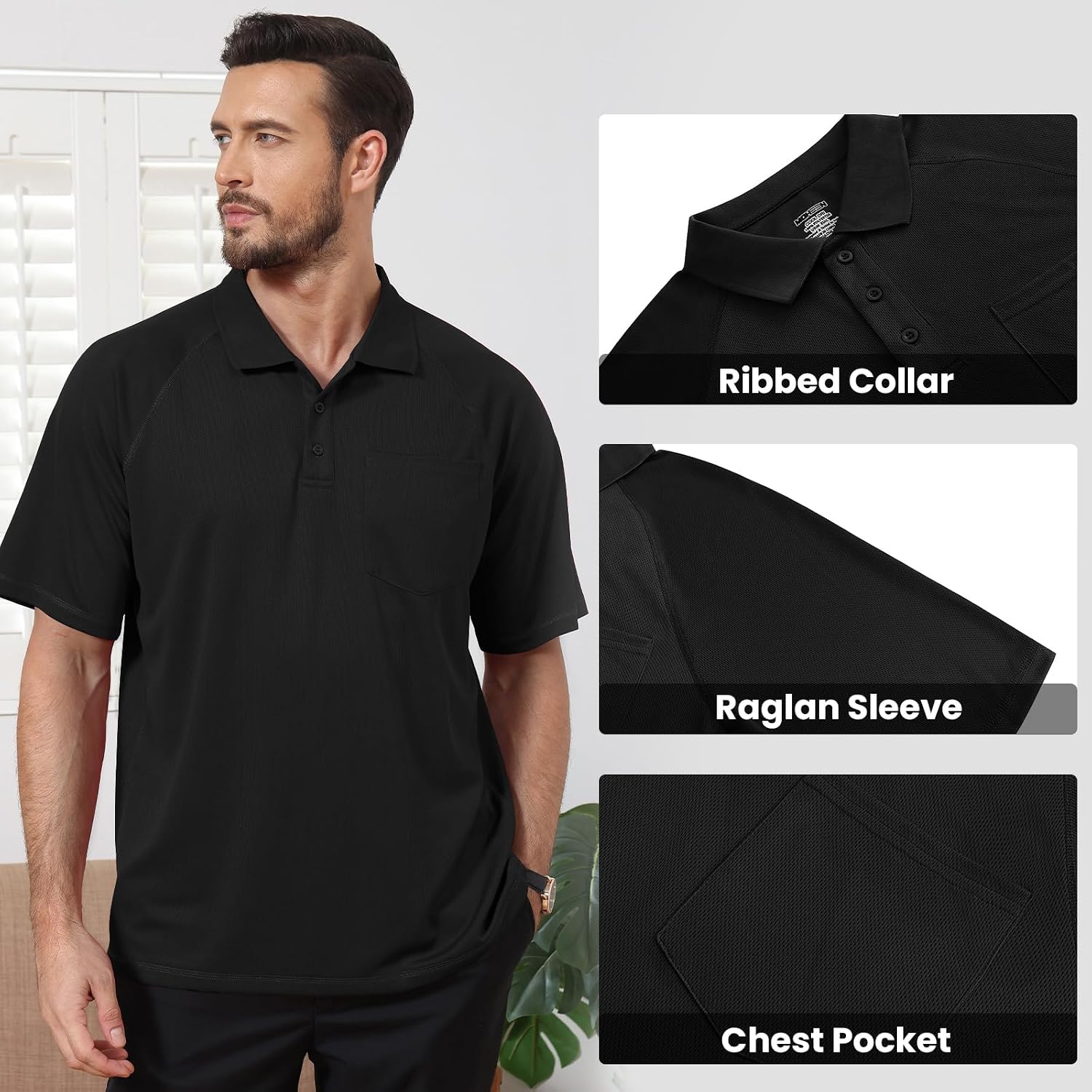 Corna Men's Golf Polo Shirts Short Sleeve Quick Dry Fit Moisture Wicking Running Athletic Big & Tall Performance Golf Shirts