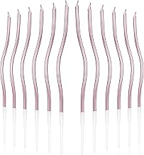 lasuroa 12pcs Spiral Candles for Cake, Long Thin Twisted Candles with Stand for Birthday, Wedding, Anniversary, Cupcake Decoration (Pink)